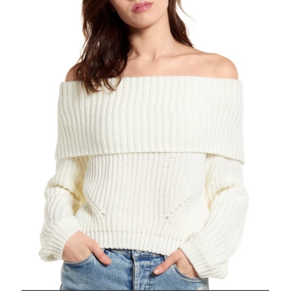 Lulus Ivory Off a shoulder Sweater XL